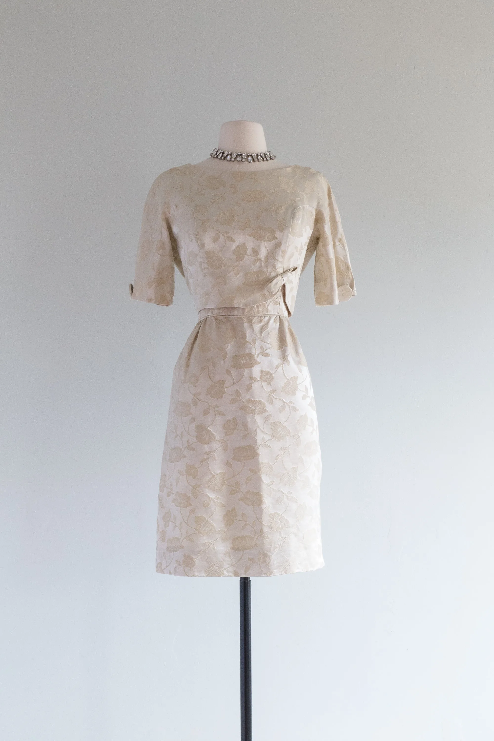 Darling 1960's Ivory Brocade Courthouse Wedding Dress Set / Medium