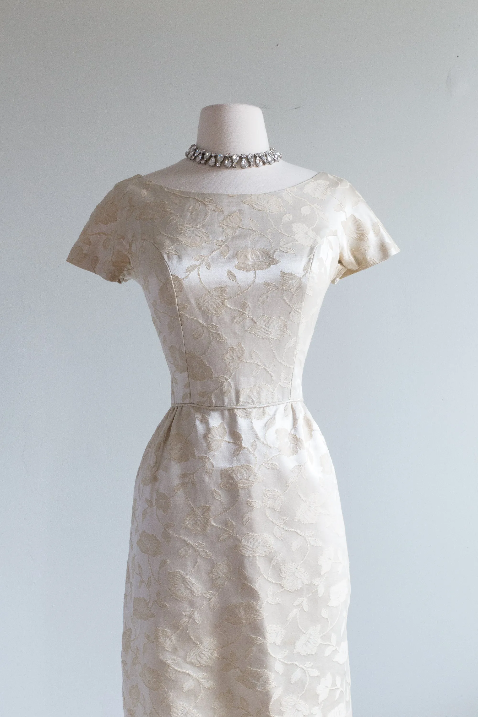 Darling 1960's Ivory Brocade Courthouse Wedding Dress Set / Medium