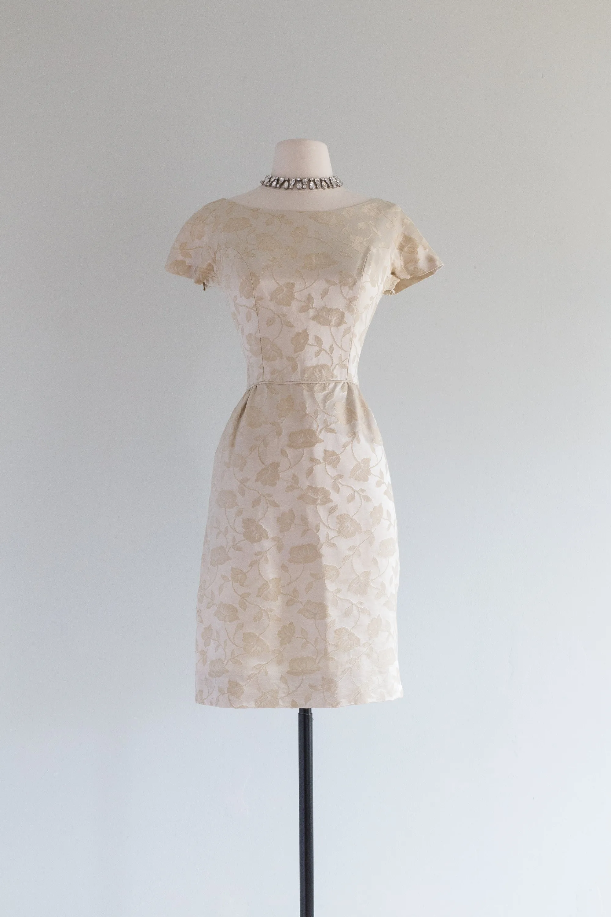 Darling 1960's Ivory Brocade Courthouse Wedding Dress Set / Medium
