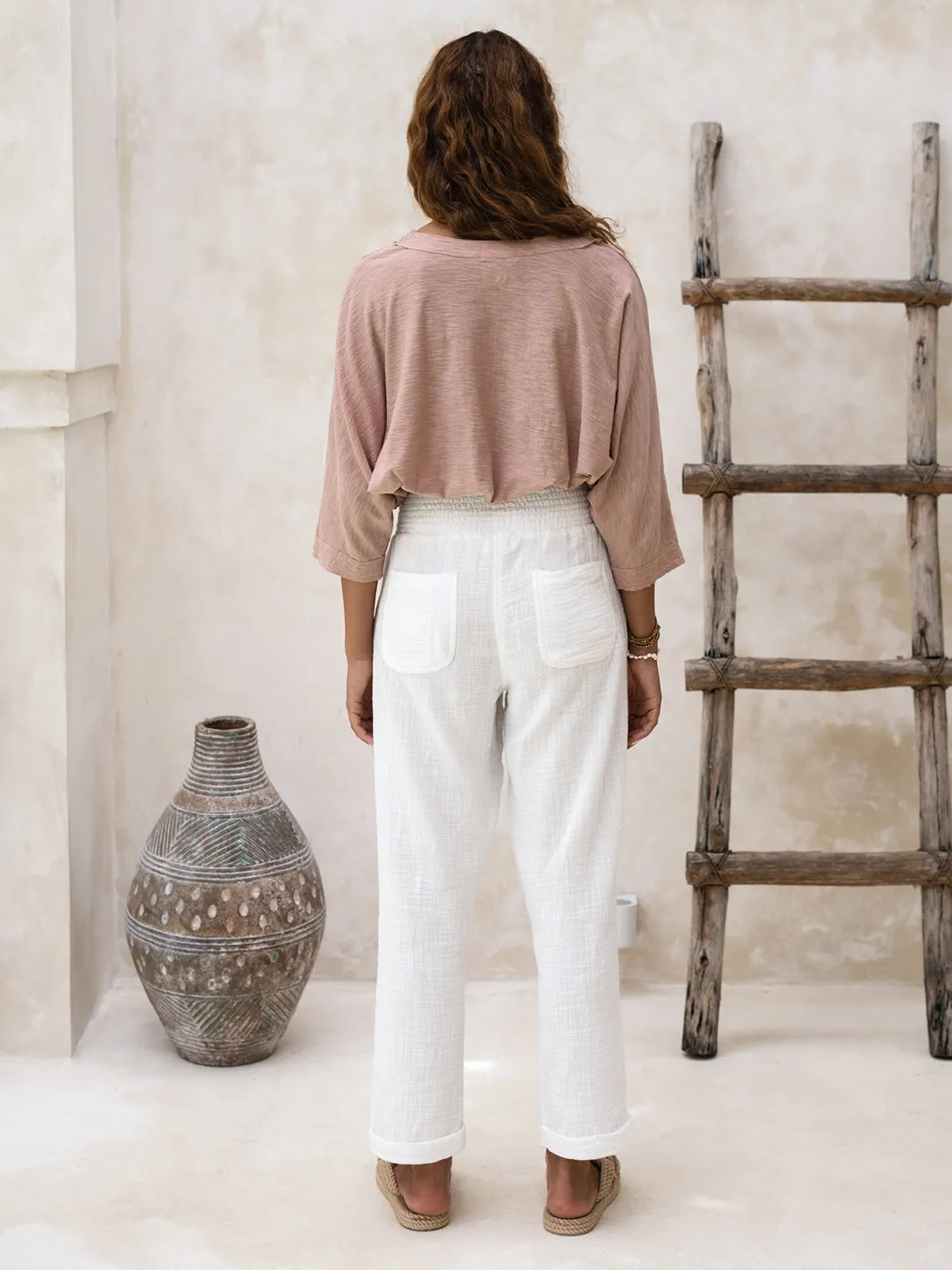 Delphi Premium Ivory Cotton Pants