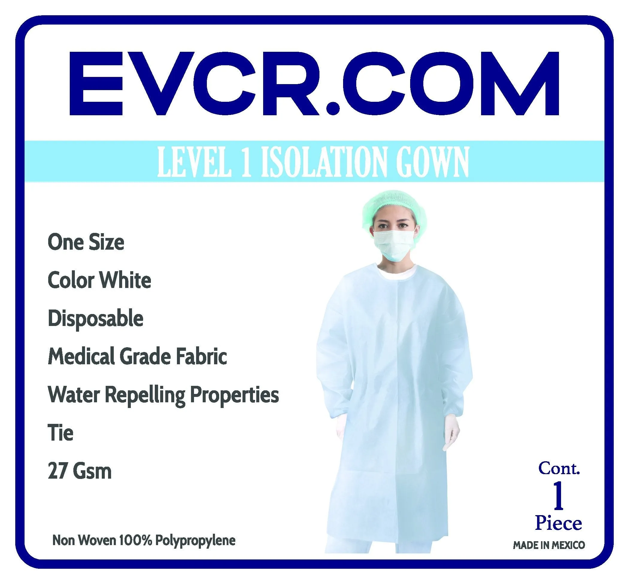 Disposable Medical Grade Isolation Gown (Level 1) (Medical Grade) (White) NO RETURNS