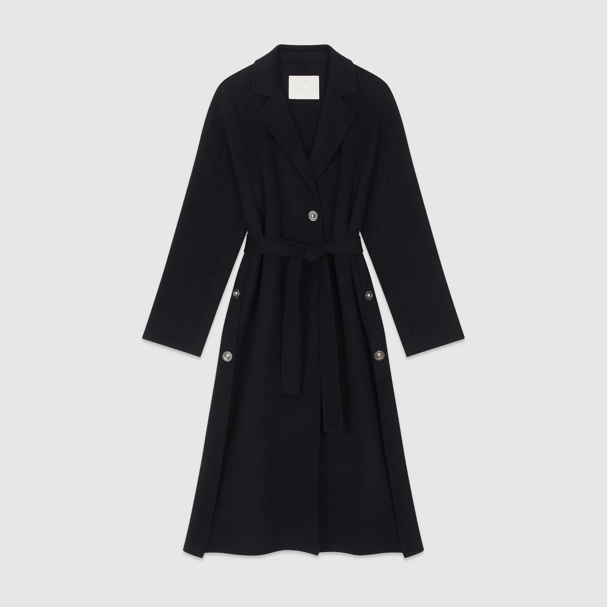 Double Face Coat With Belt - Navy