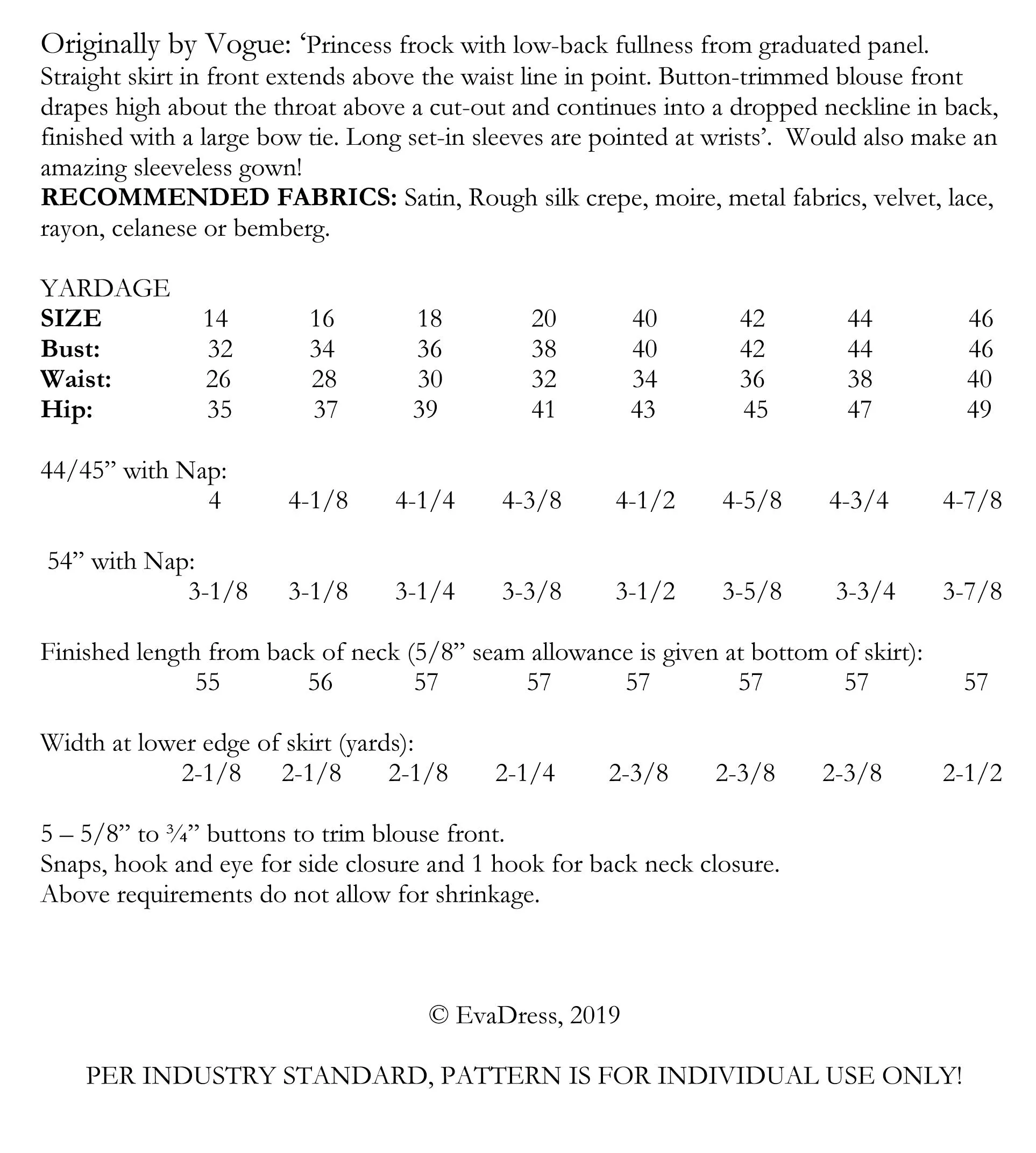 E-PATTERN 1934 Evening Gown, E3672