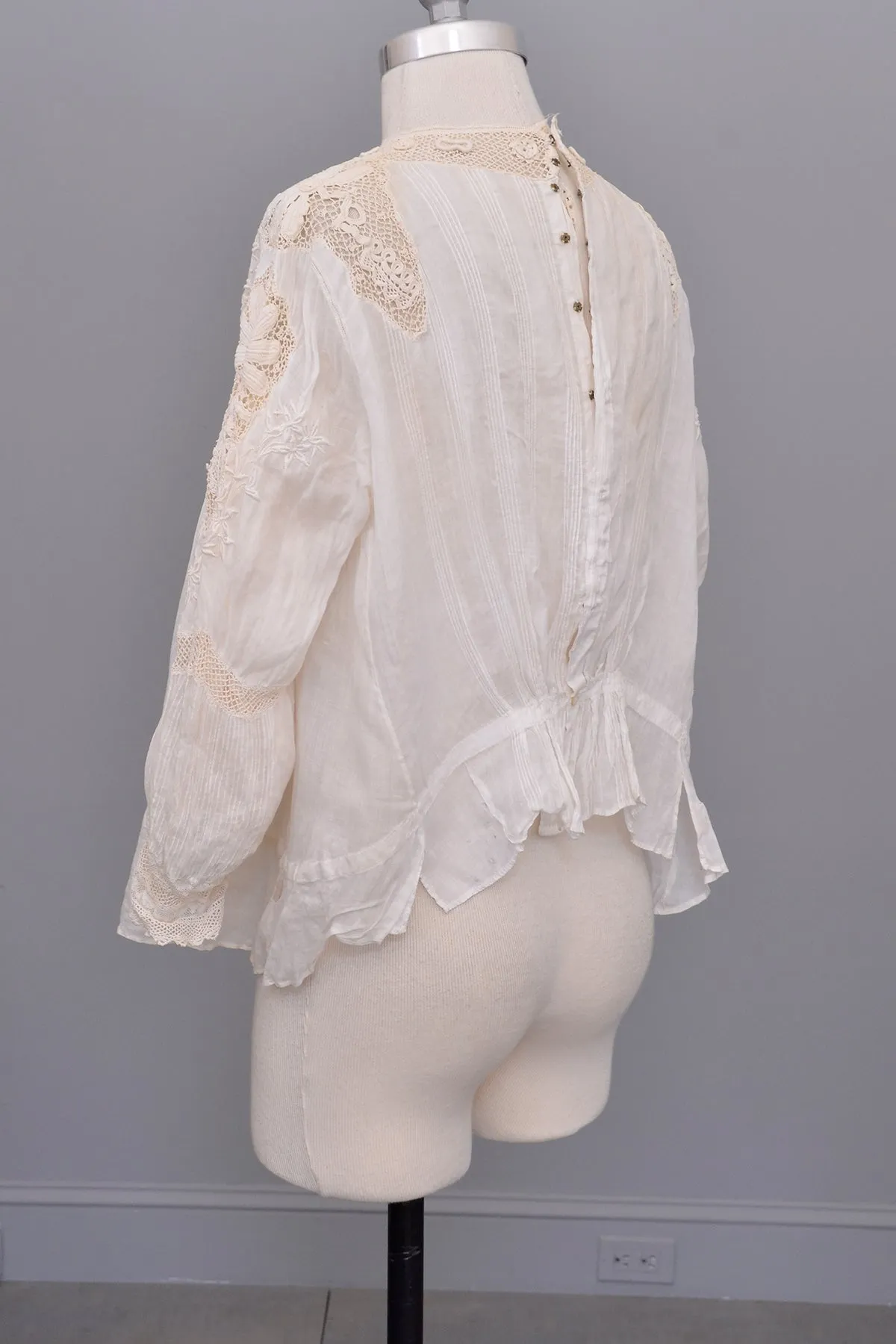 Edwardian White Blouse with Crochet and Embroidery | Restoration needed