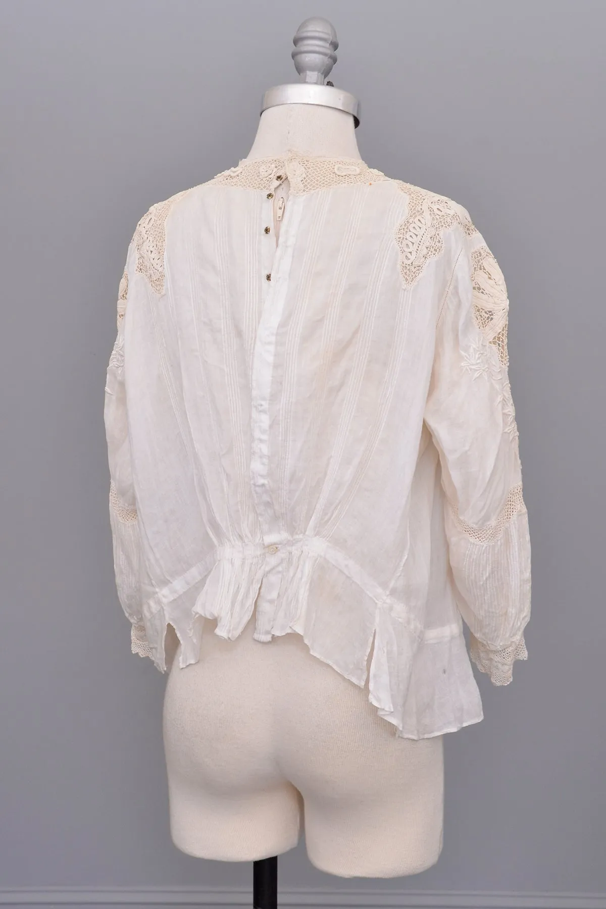 Edwardian White Blouse with Crochet and Embroidery | Restoration needed