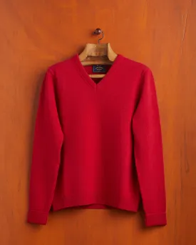 Extrafine Merino Wool V-Neck - Red