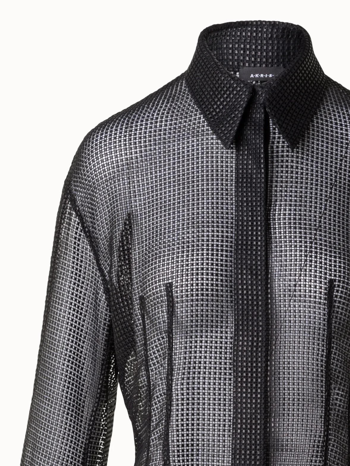 Fitted Blouse with Semi-Sheer Embroidery
