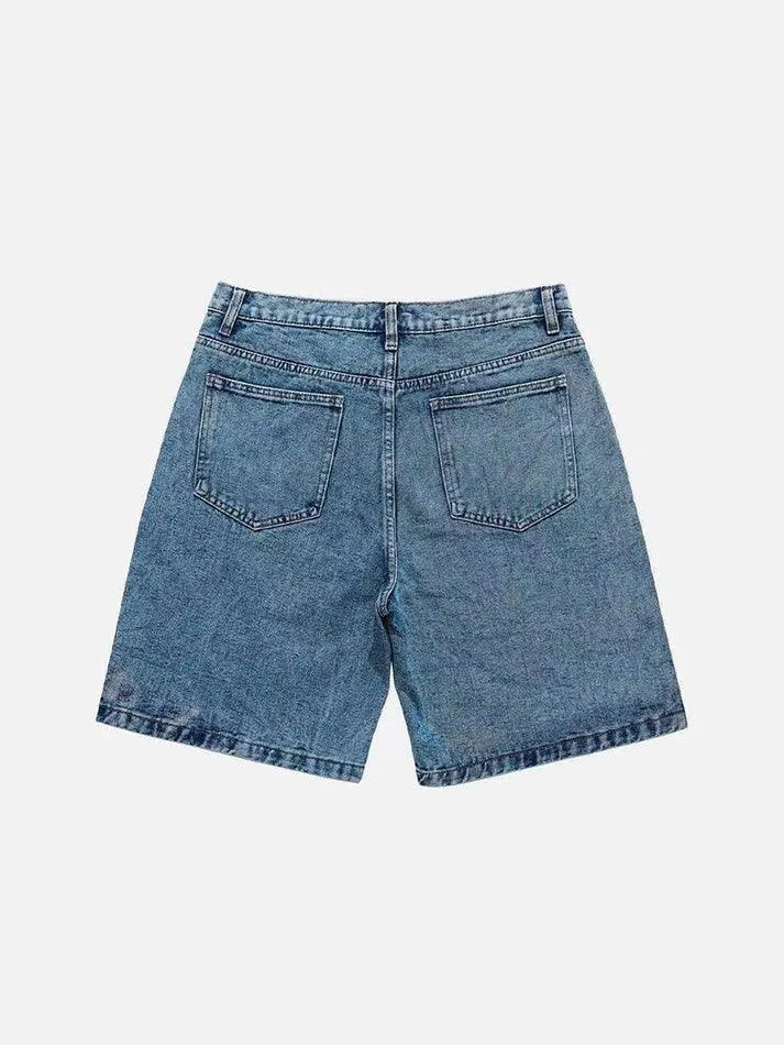 Five-Pointed Star Splicing Slim Ddenim Shorts