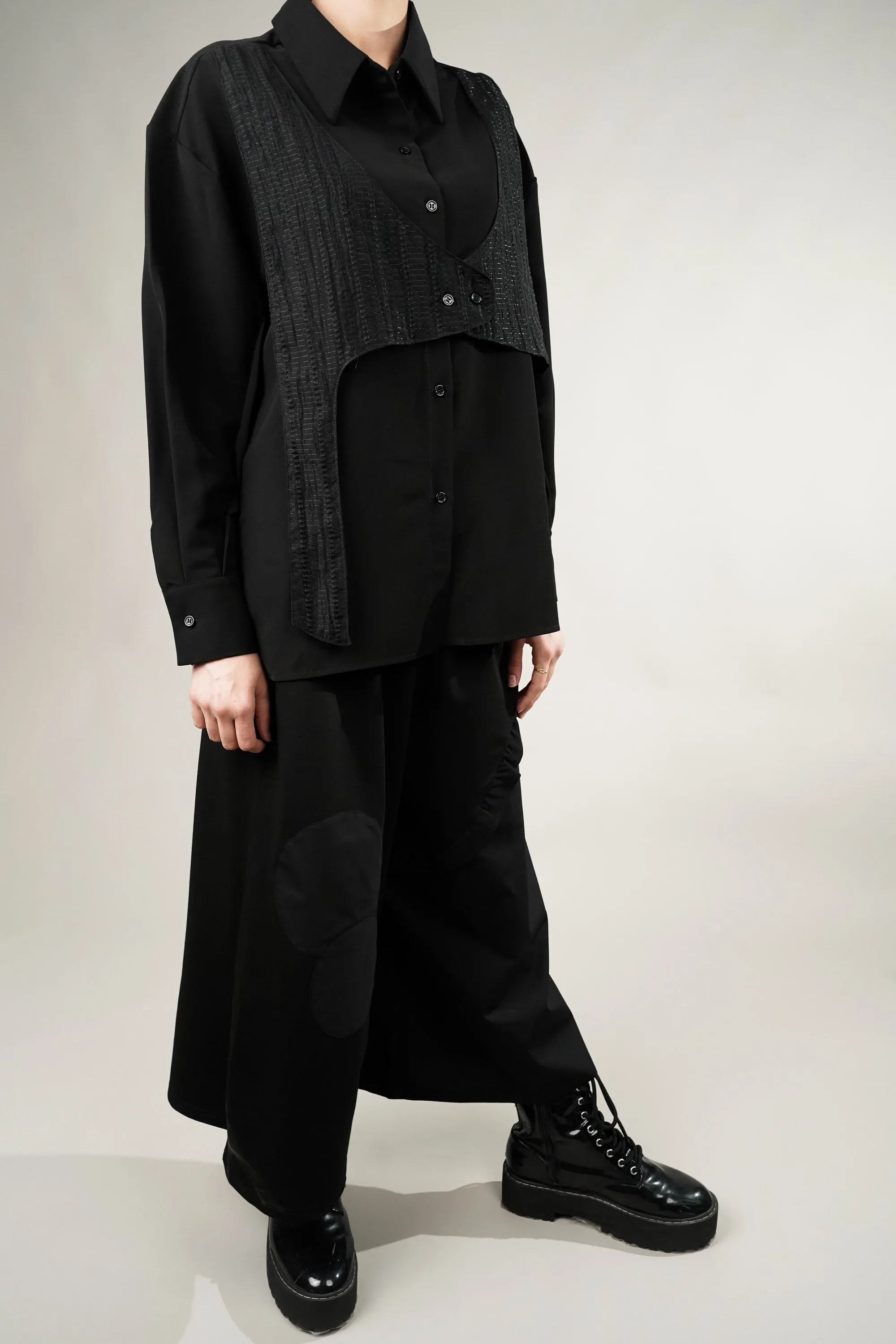 Flex Flare Black Culottes and Shirt Set