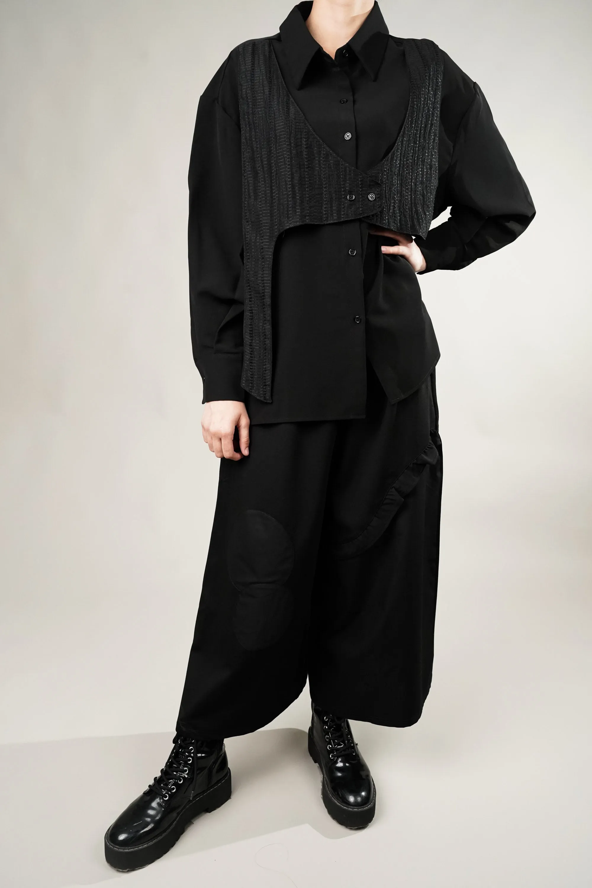 Flex Flare Black Culottes and Shirt Set