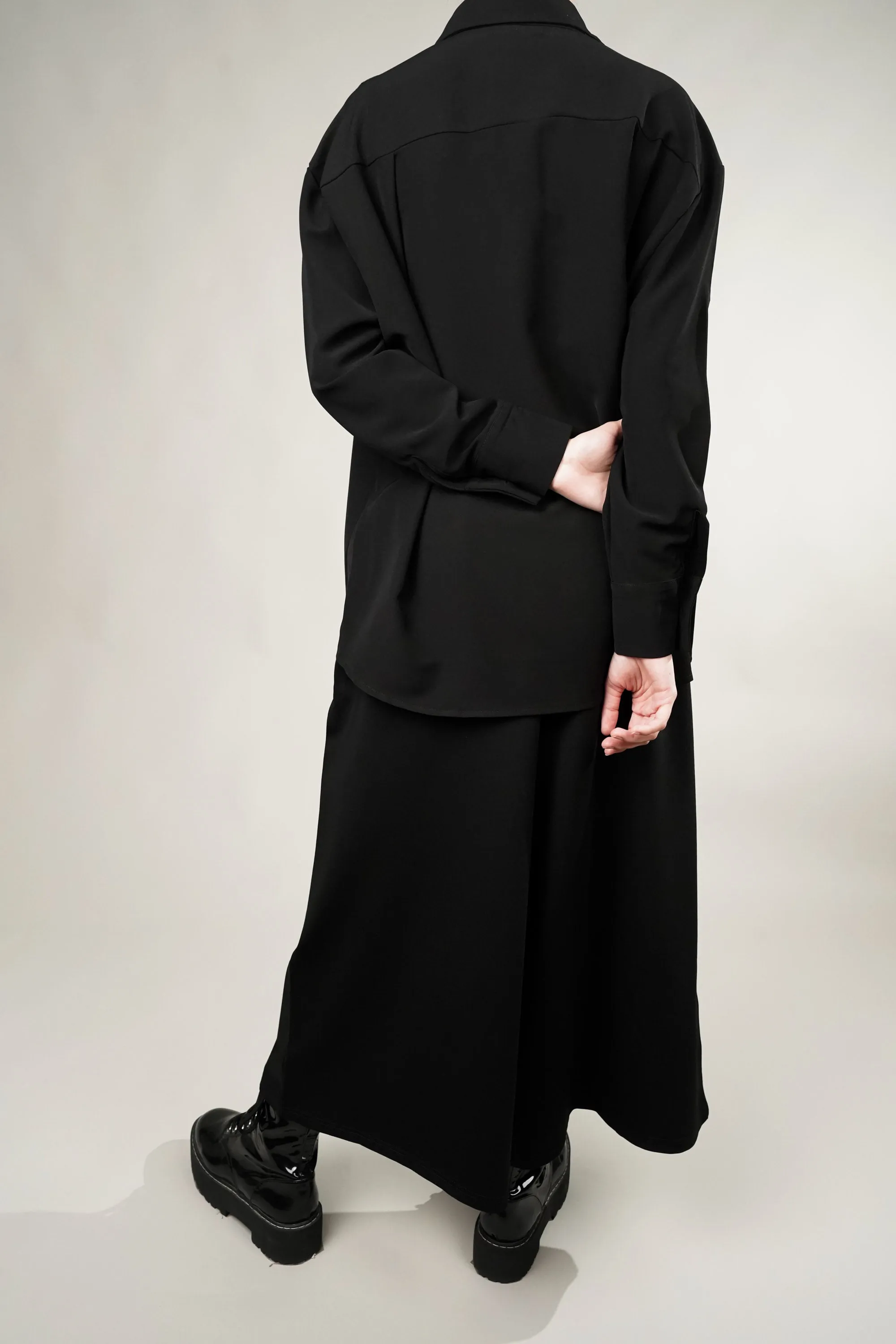 Flex Flare Black Culottes and Shirt Set