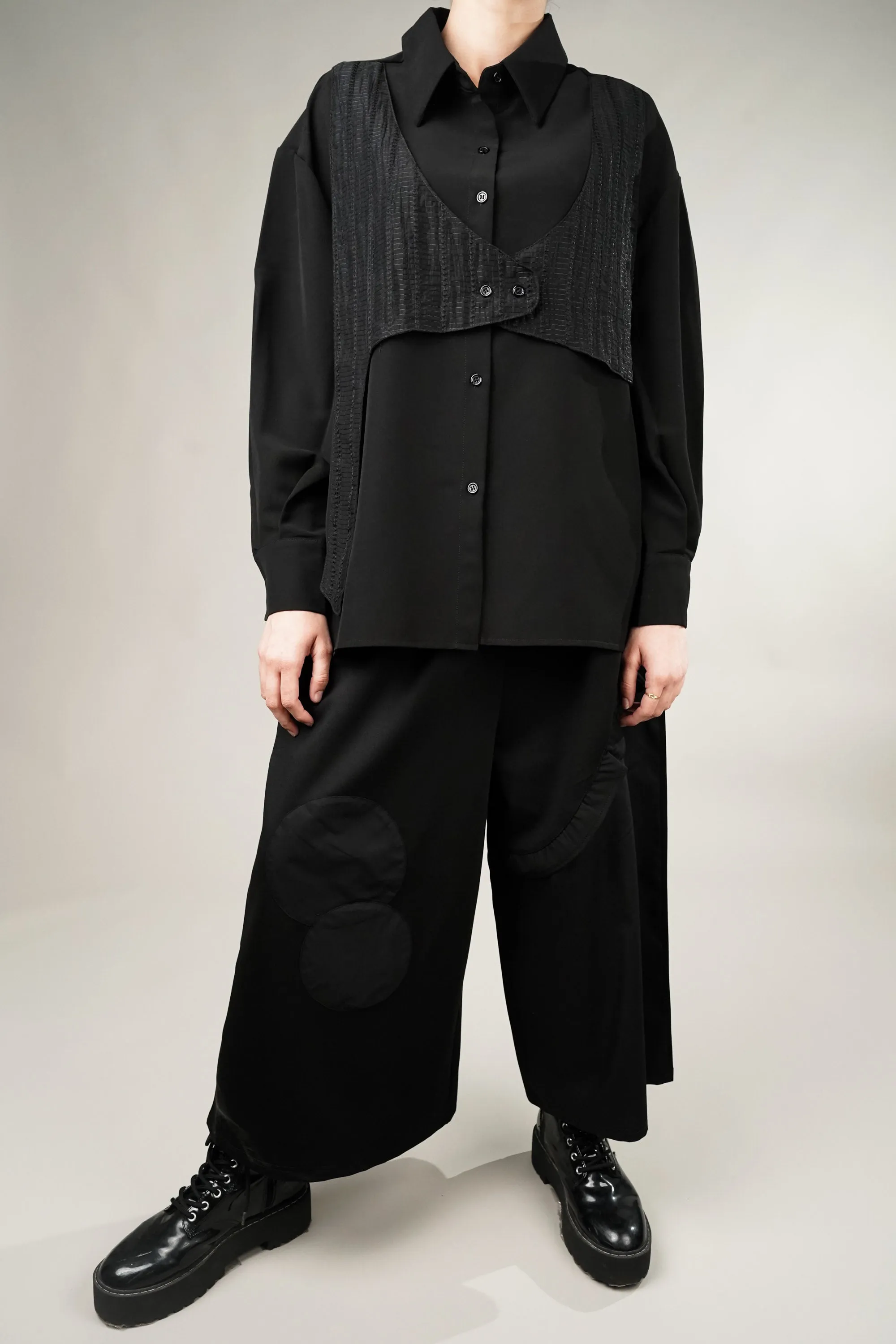 Flex Flare Black Culottes and Shirt Set