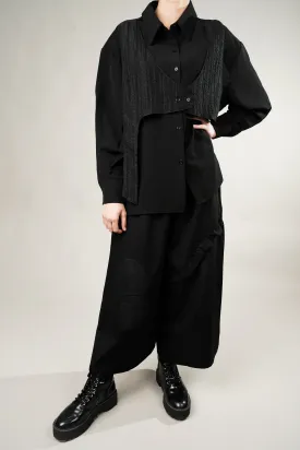 Flex Flare Black Culottes and Shirt Set