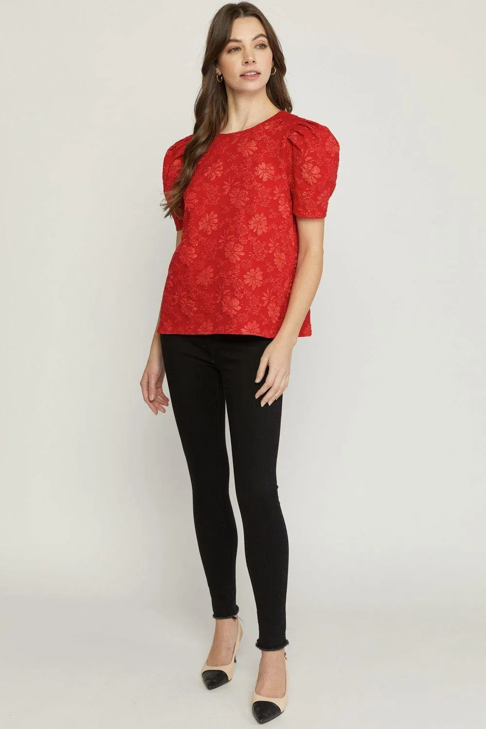 Floral Embossed Blouse