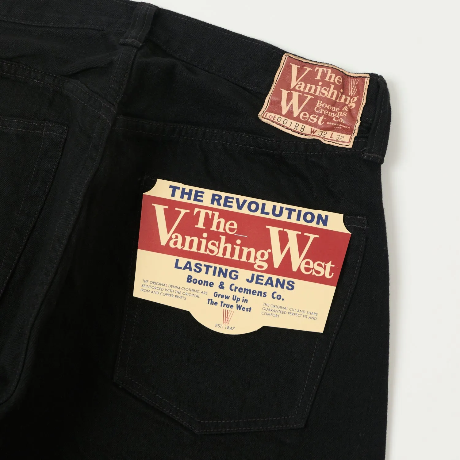 Freewheelers 601RB Black One Wash Regular Straight Jeans - The Vanishing West Collection