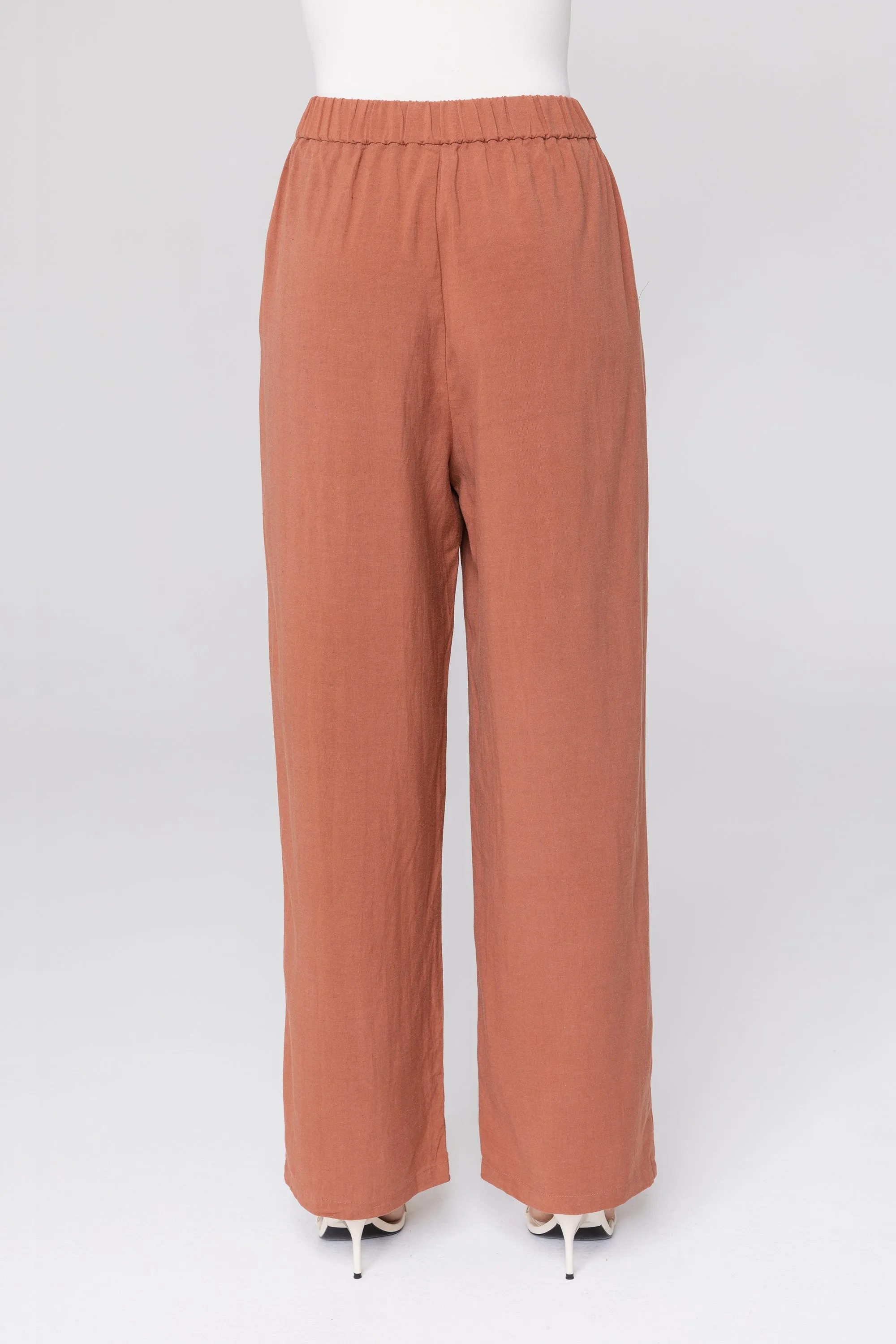 Gemma Linen Wide Leg Pants - Baked Clay