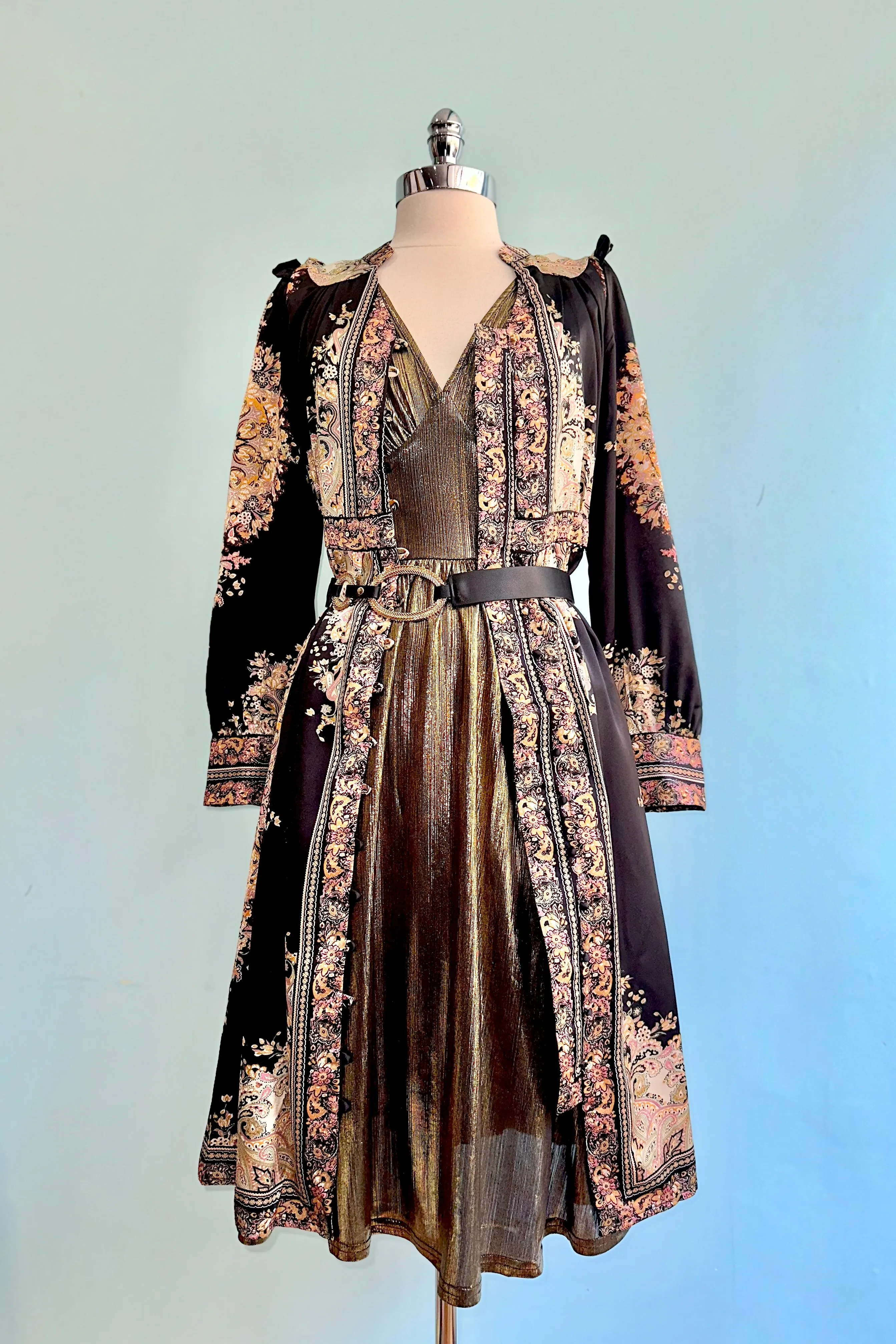 Hell Bunny Gigi Gold Floral Midi Dress
