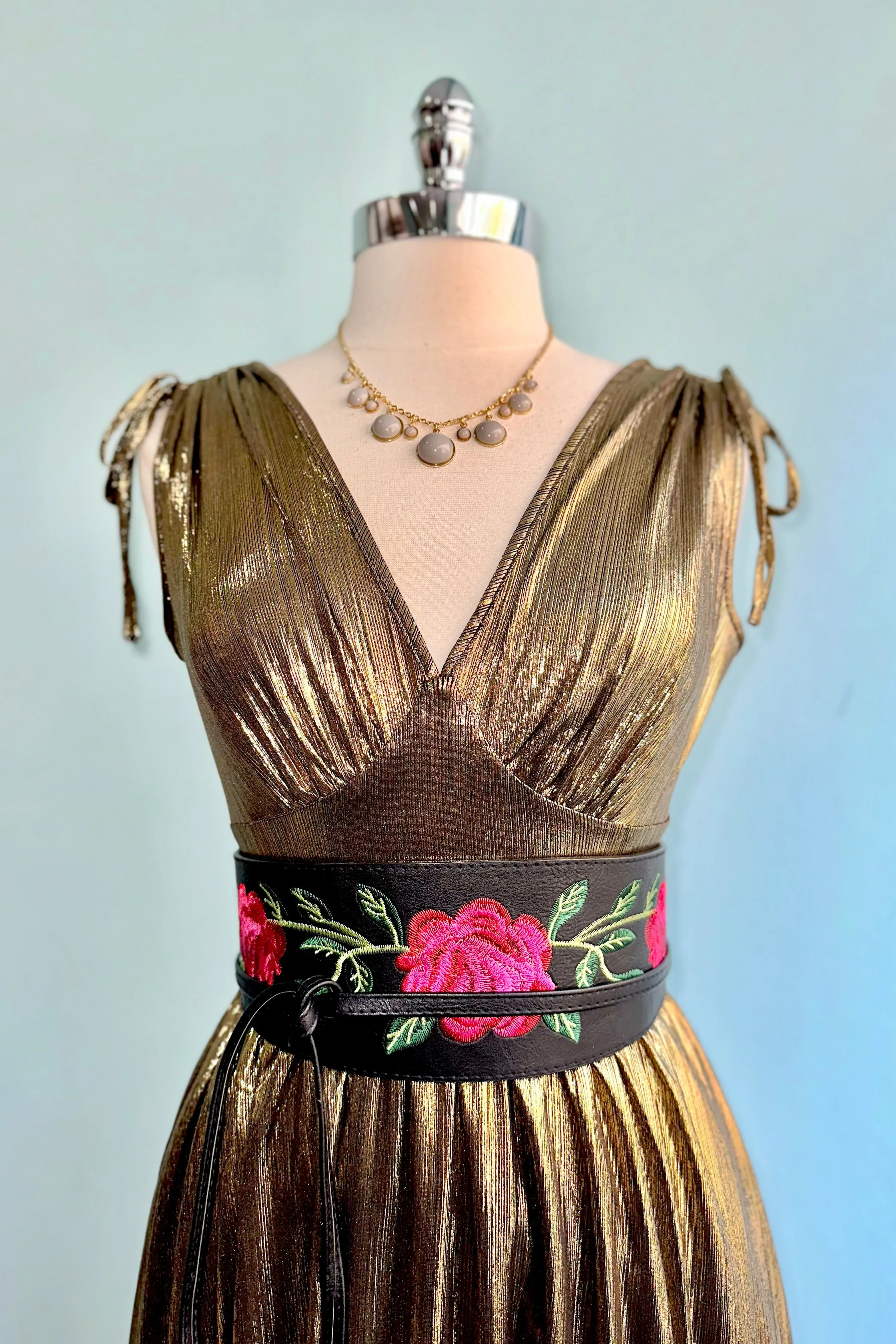 Hell Bunny Gigi Gold Floral Midi Dress
