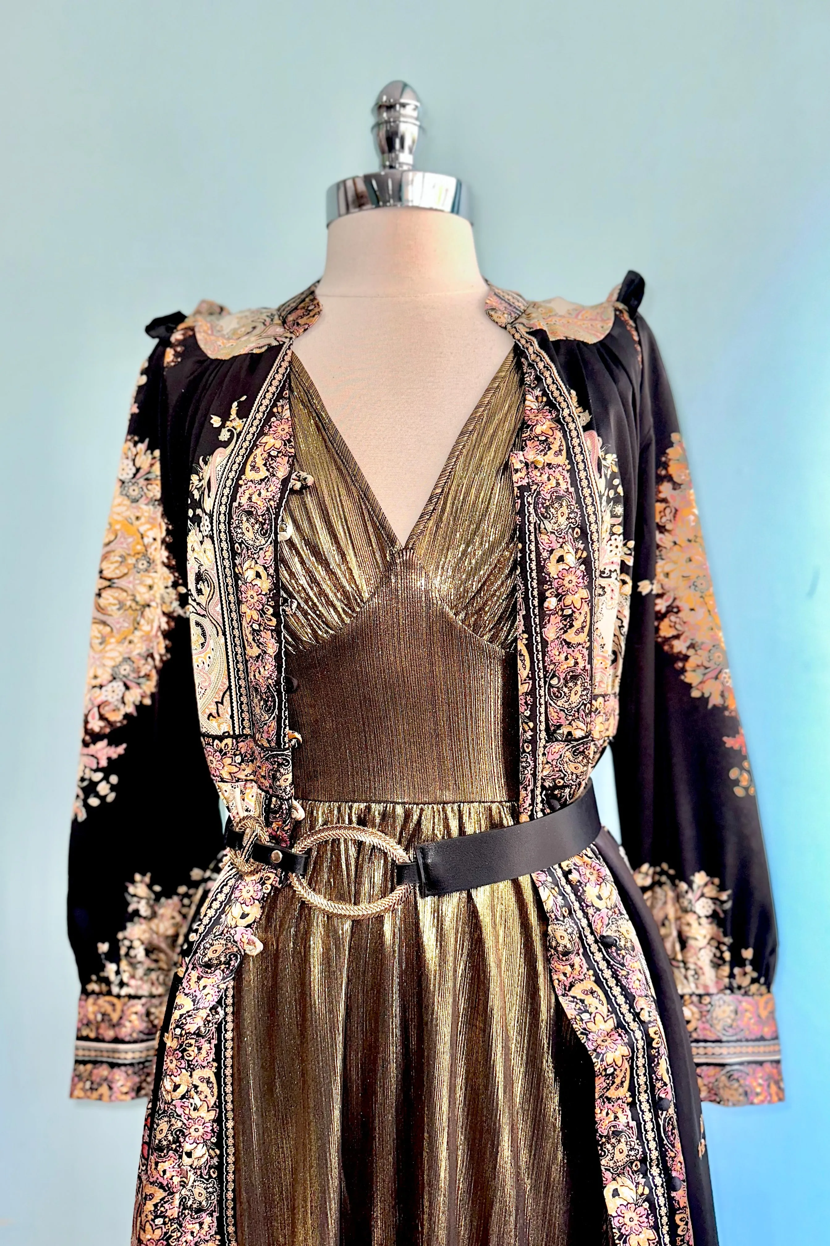 Hell Bunny Gigi Gold Floral Midi Dress