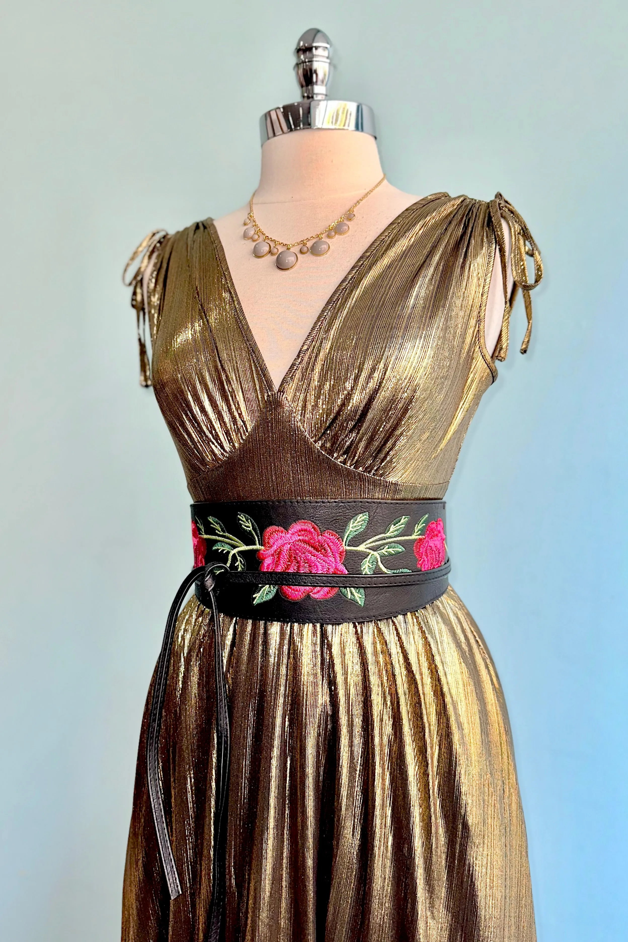 Hell Bunny Gigi Gold Floral Midi Dress