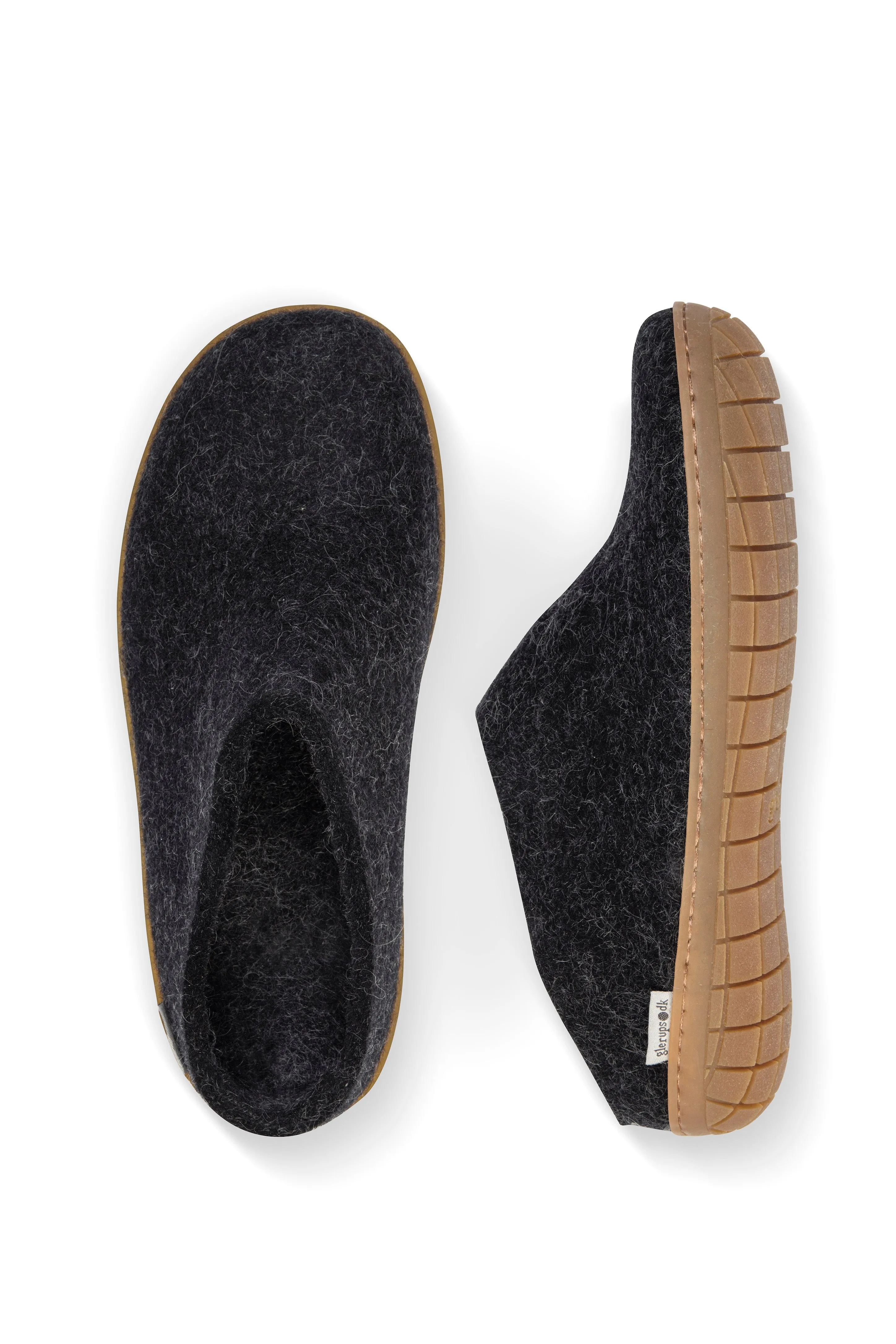 Glerups Slip On Natural Rubber Sole Black Charcoal