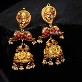 Gold Polish kundan mango Jhumkka