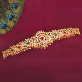 Gold Polish ruby ,emerald and cz stone Ottiyanam