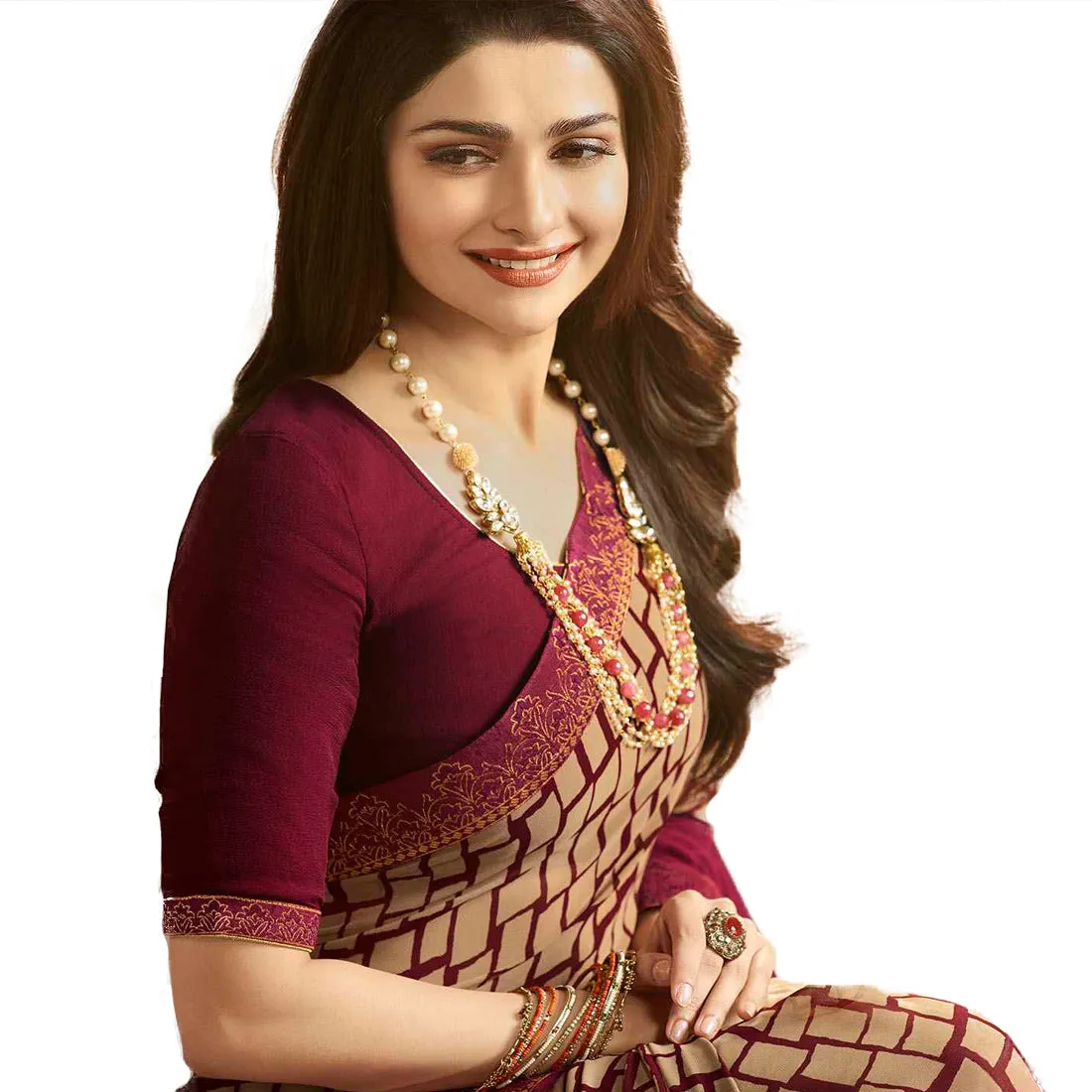 Gorgeous Pink Colored Casual Printed Georgette Saree