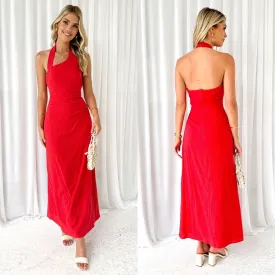 Halter red dress