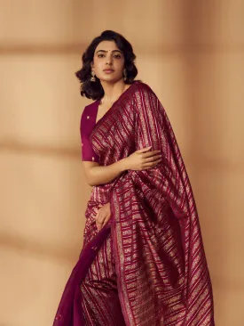 Heer Polka Zari Magenta Saree