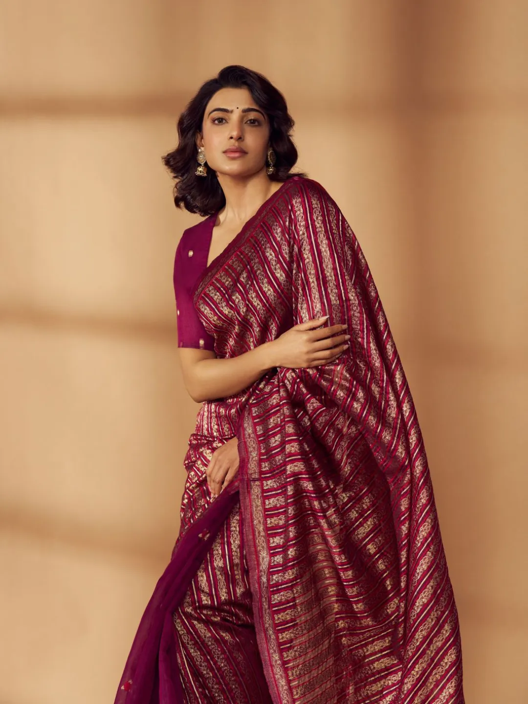 Heer Polka Zari Magenta Saree