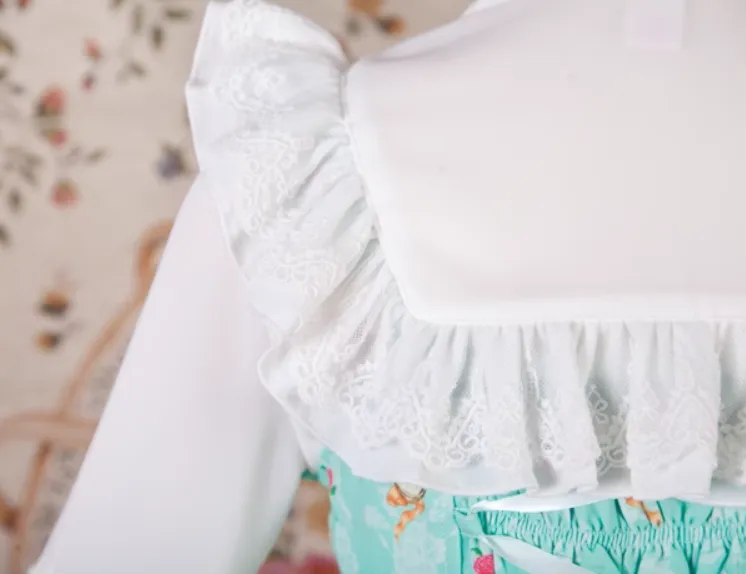 High Laced Collar Long Sleeve Blouse
