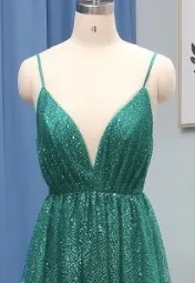 Honey Couture GEORGIA Gold Glitter Formal Gown