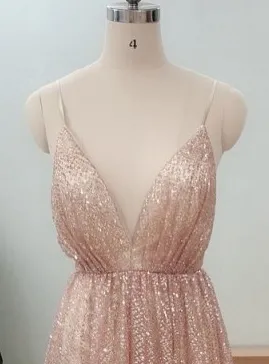 Honey Couture GEORGIA Gold Glitter Formal Gown