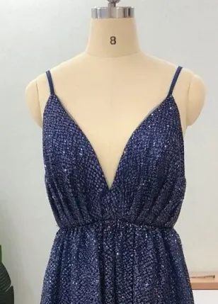 Honey Couture GEORGIA Gold Glitter Formal Gown