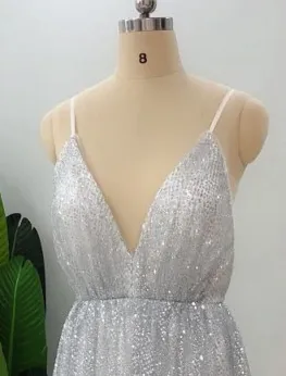 Honey Couture GEORGIA Gold Glitter Formal Gown