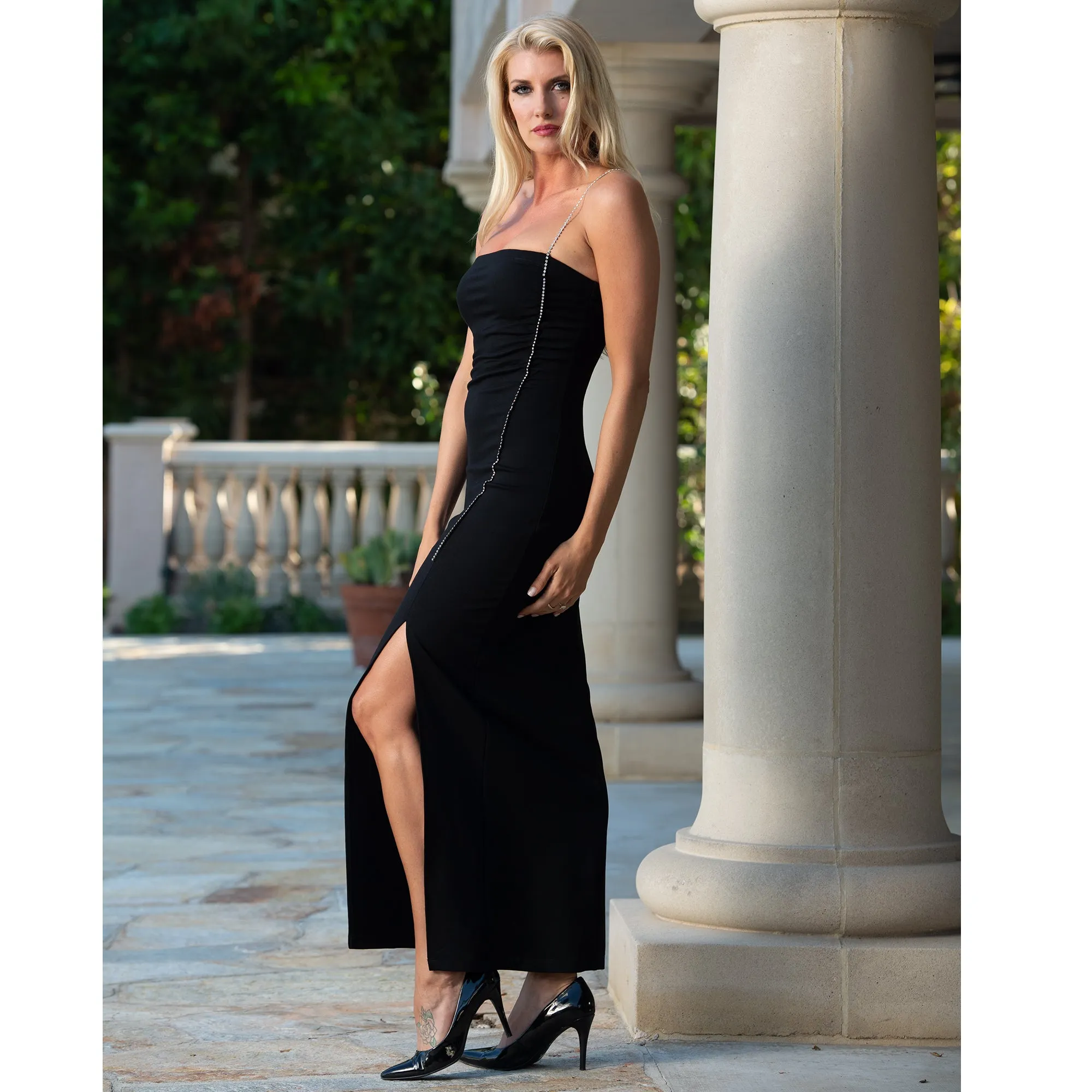InstantFigure Long Dress Rhinestone Strap 168250