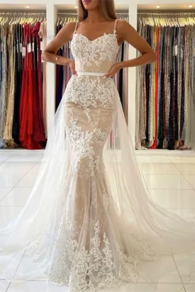 Kateprom Elegant V Neck Mermaid Open Back Champagne Lace long Prom Dresses, Champagne Lace Formal Graduation Evening Dresses KPP1509