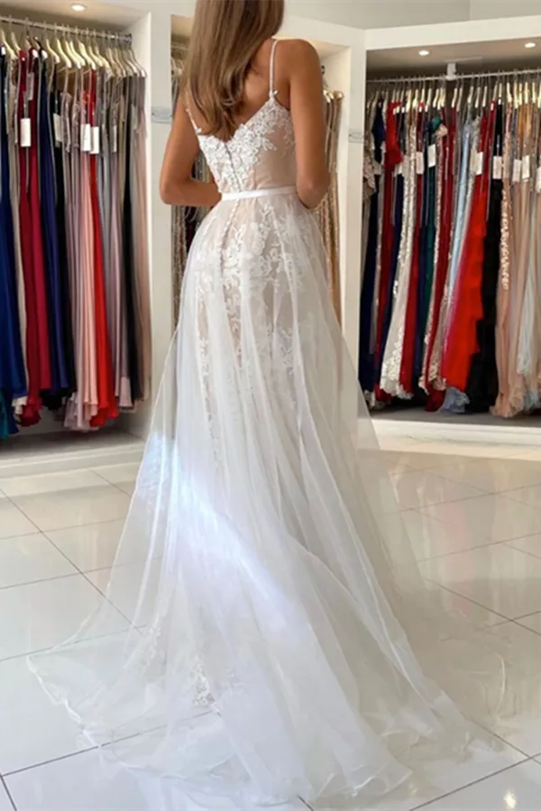 Kateprom Elegant V Neck Mermaid Open Back Champagne Lace long Prom Dresses, Champagne Lace Formal Graduation Evening Dresses KPP1509