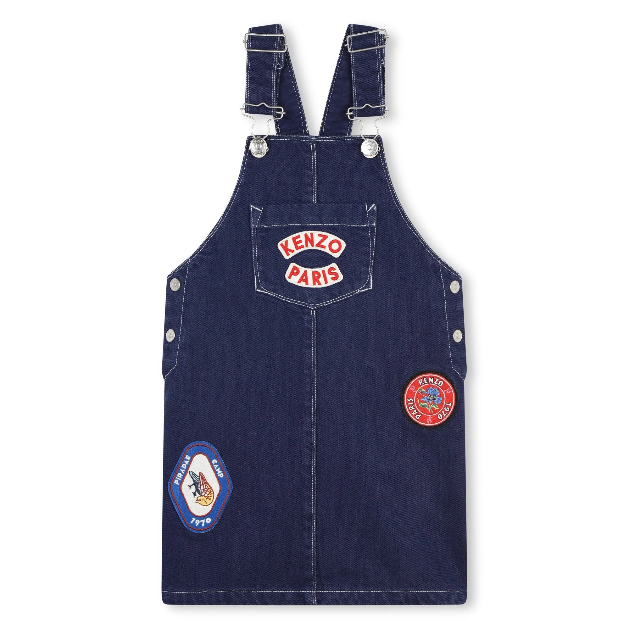 Kenzo Girls Navy Blue Cotton Dungaree Dress