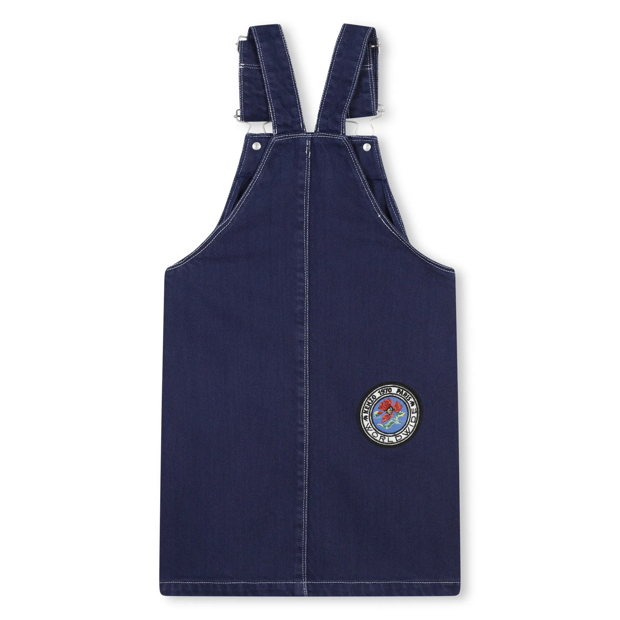 Kenzo Girls Navy Blue Cotton Dungaree Dress