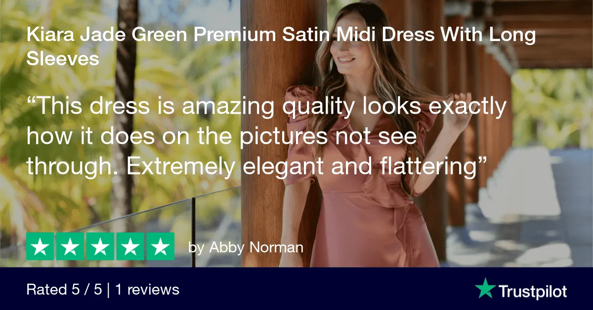 Kiara Jade Green Premium Satin Midi Dress With Long Sleeves