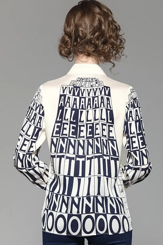 Letter Print Satin Blouse