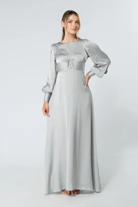 Lila Silver Knotted Front Soft Crepe Maxi Dress