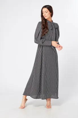 Lilia High Neck Pussybow Black And White Maxi Dress