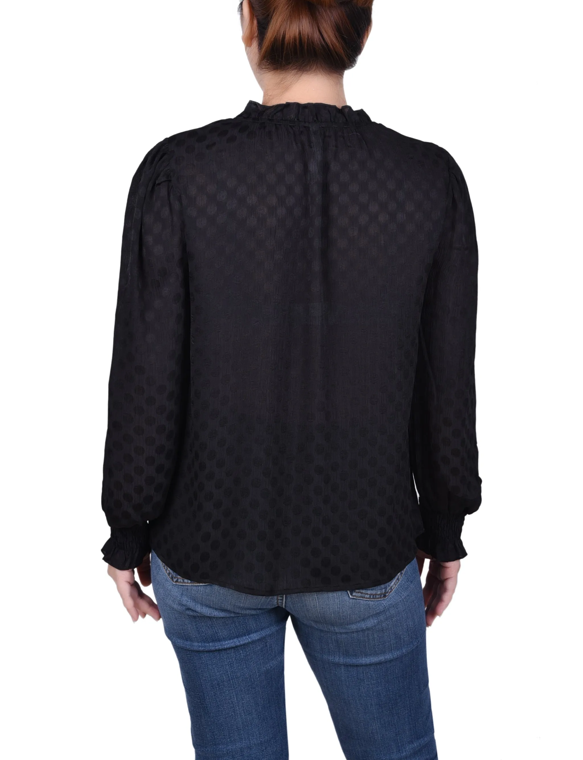 Long Sleeve Smocked Cuff Blouse