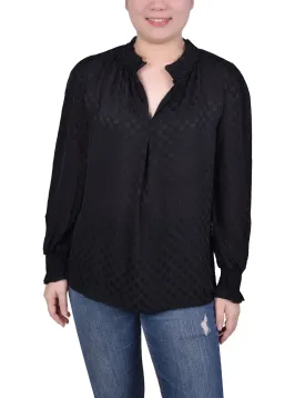 Long Sleeve Smocked Cuff Blouse
