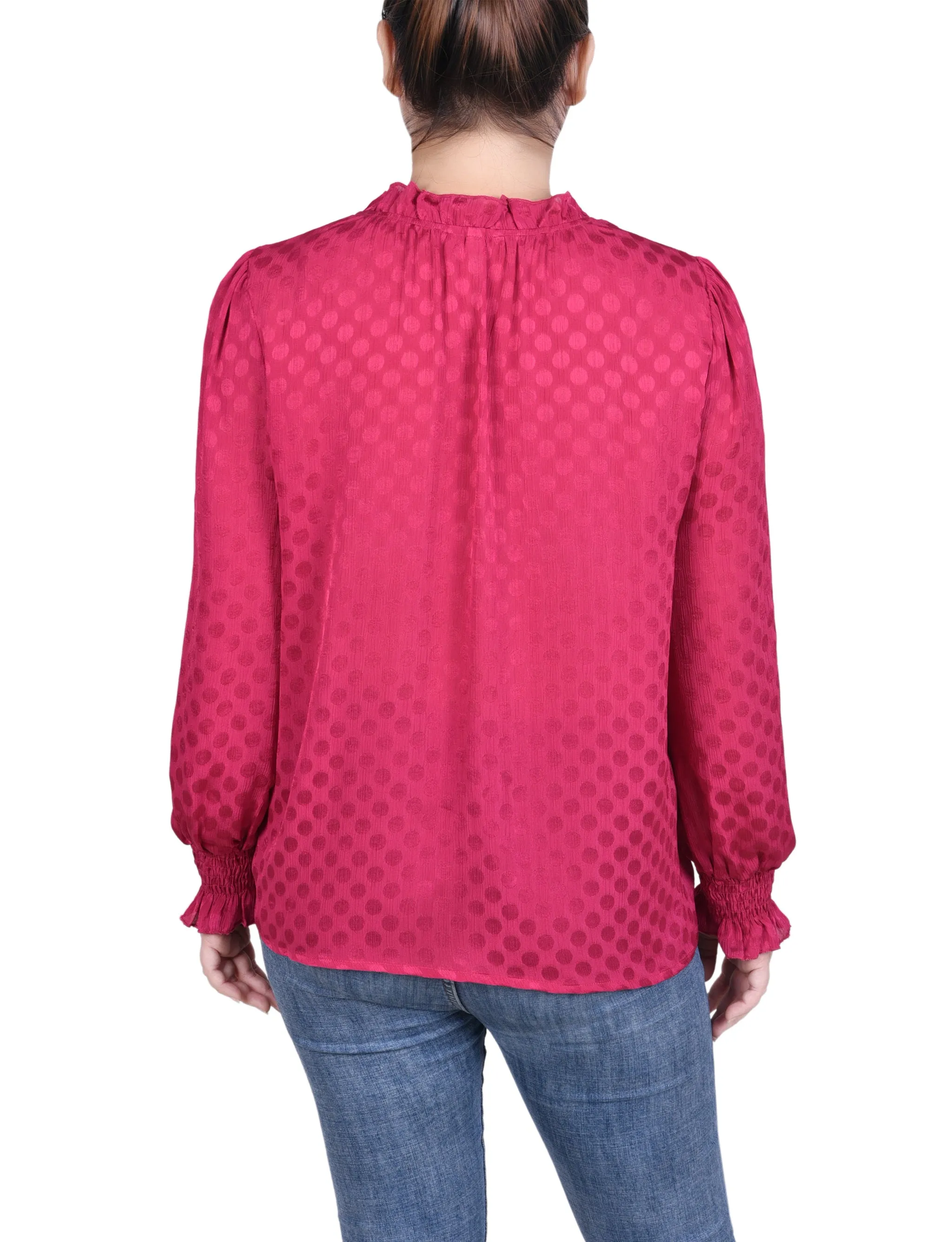 Long Sleeve Smocked Cuff Blouse