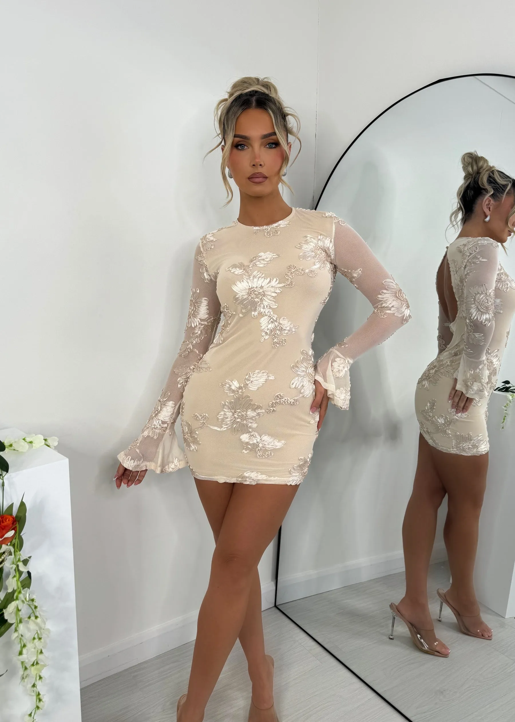 Ivory Long-Sleeve Mini Dress - Love to Dream Collection
