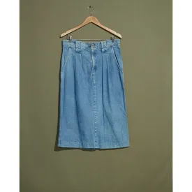 Made in USA, Pleated Denim Skirt - 33 x 30